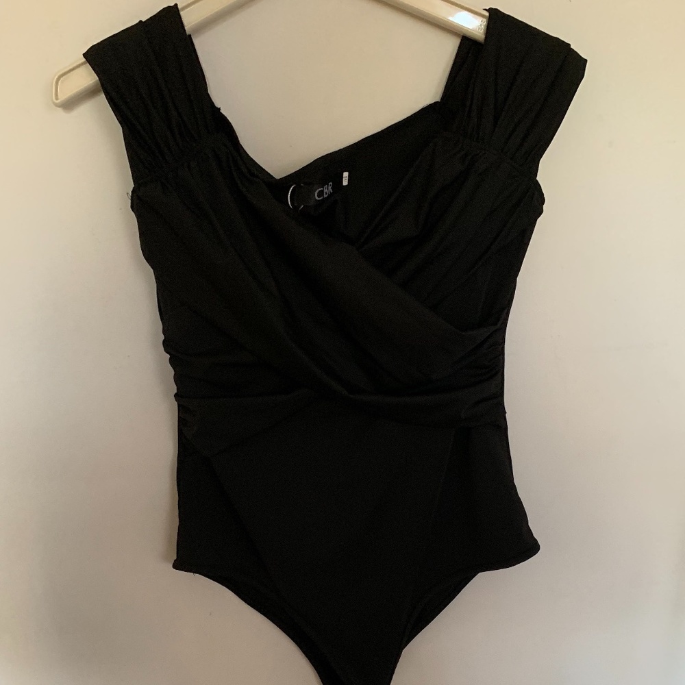 Black Ruched Bodysuit